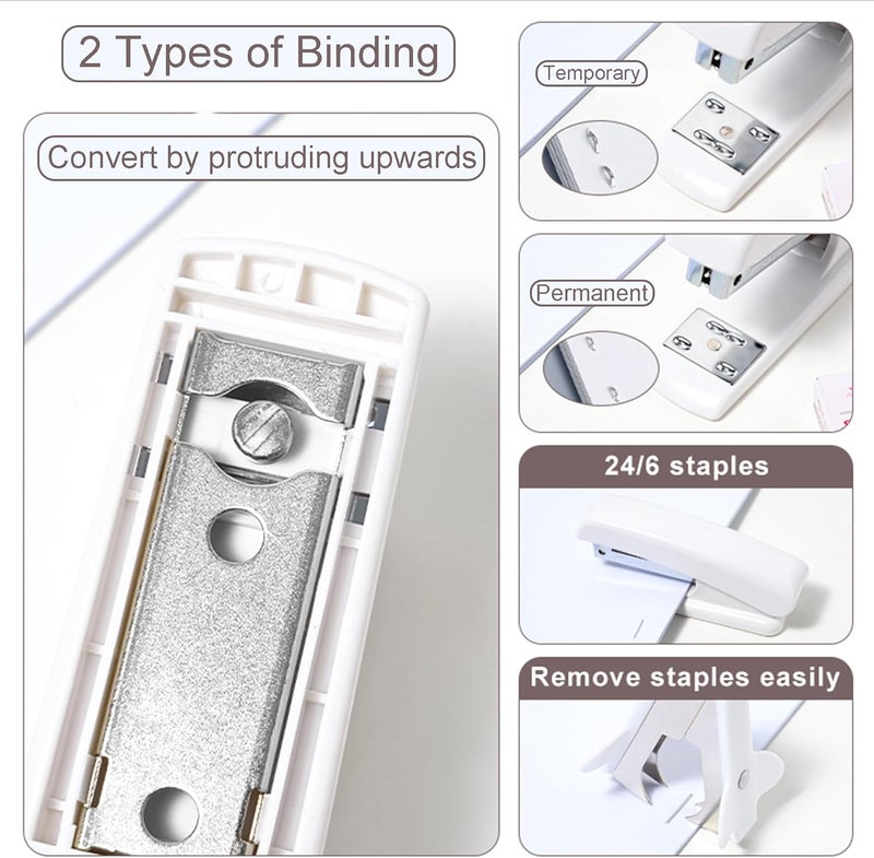 COMFYROOM Desk Accessories with Pen Holder, Office Supplies Desk Organizers and Accessories, Tape Dispenser, Stapler, Staple Remover, Staples, Clips Set, Ruler, Scissor, Pen, Tape (White) - Image 5